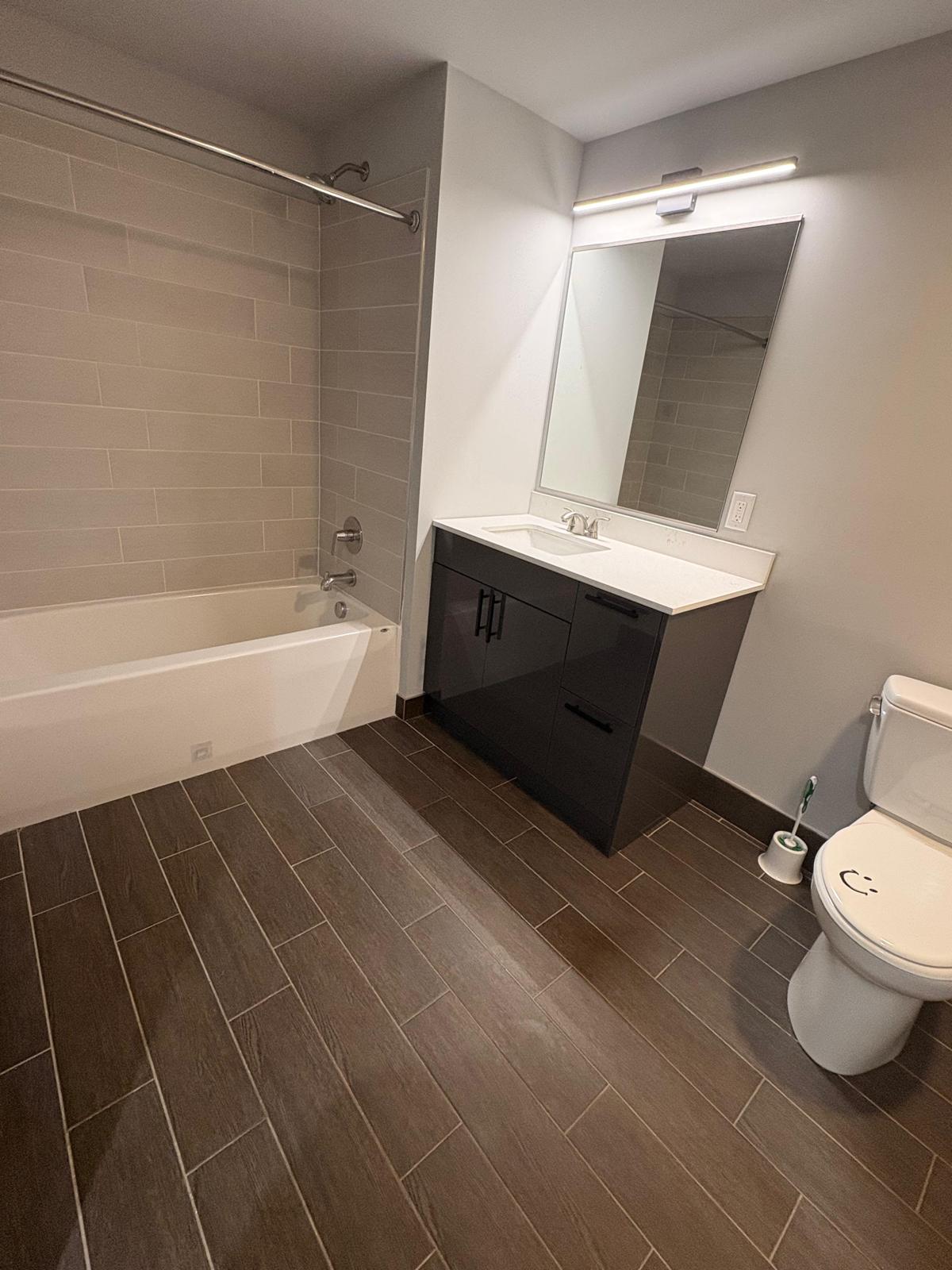 Spotless finished bathroom after professional cleaning