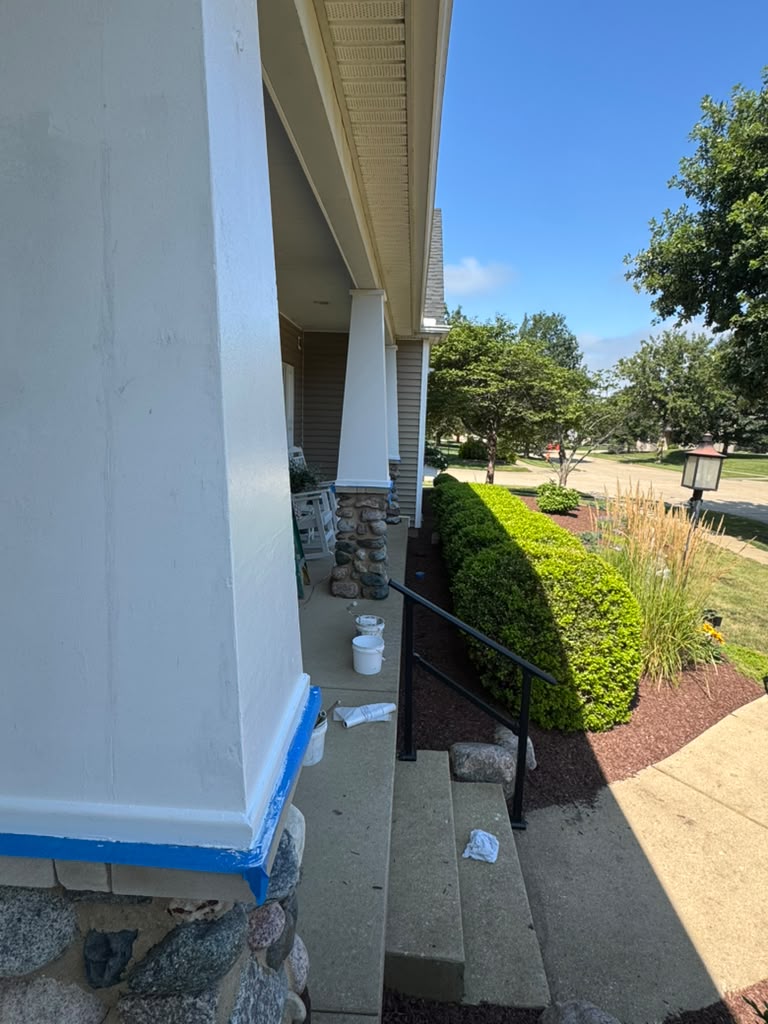 Porch column painting, another angle