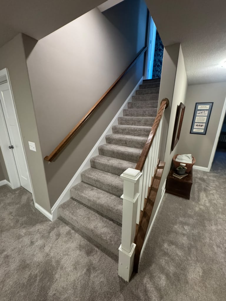 Staircase and railing before painting