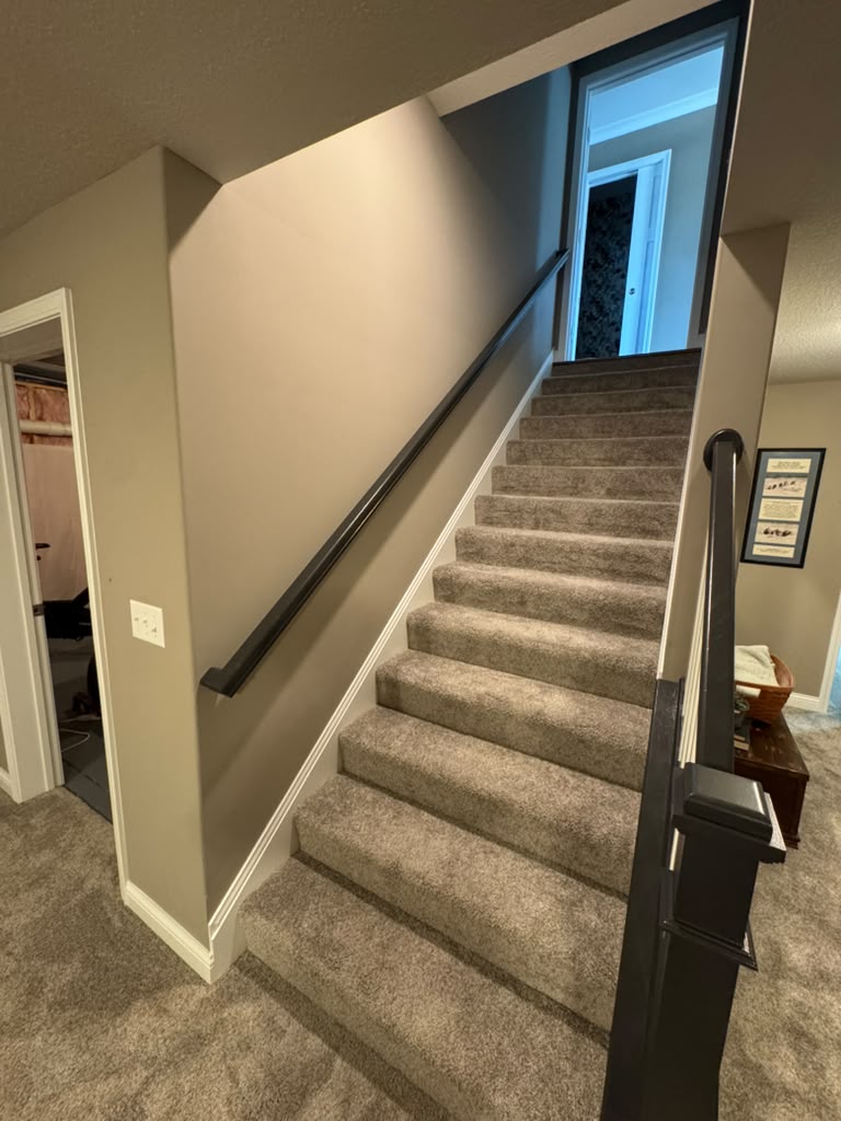 Staircase railing painting, another angle